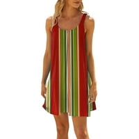 Tking Fashion Womenske haljine Ljeto plaža Ležerne prilike za printu Slatka mini mini haljina vojska zelena XL