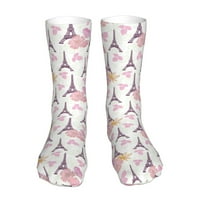 Pink Eifel Tower Paris čarape za žene Muškarci Novost šarene čarape za posade Casual Funny haljine čarape