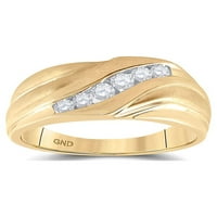 Čvrsti 10K žuti zlatni muški okrugli dijamantski vjenčani prsten za vjenčanicu CT. - Veličina 10.5