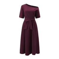 Ženske haljine V-izrez Maxi Fashion A-line s punim rukavom ljetna haljina s vinom s