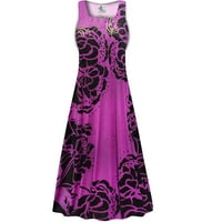 Plus size Extra visok ženski Strechy kvadratni dekolte sa haljinom bez rukava crna ružičasta ruža linijska