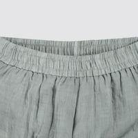 Ediodpoh Ženski ljetni modni dvoslojni elastični struk posteljine hlače culottes ženske casual hlače siva 95