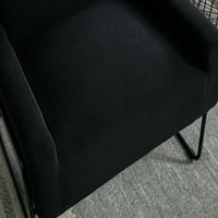 Velvet Moderna akcentna stolica sa metalnim okvirom, mekana jednostruka stolica za dnevnu sobu spavaću sobu, crna