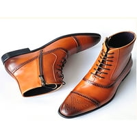 Gomelly Muškarci Brogue cipele Side Zip gležnjači čipke za čizme haljine casual kožne cipele rade formalno