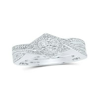 Sterling srebrni okrugli dijamantni srčani bridalni vjenčani prsten set CTTW