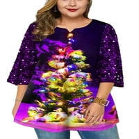 Scvgkk plus veličina Ženska blistavi šljokice ruhom božićne zabave Tuničke majice