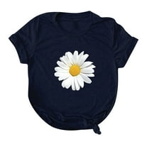 Plus size Ženski kratki rukav cvjetni ispisani suncokret O-izrez The bluza majica