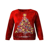 GENUISKIDS božićni džemper za žene smiješno slatko božićno drvce s dugim rukavima kašike Jesen Novelty Crewneck Božićne dukseve