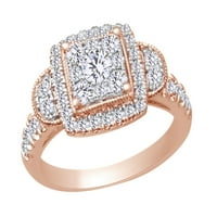 Modni angažman vjenčani prsten u 14K ružin zlato sa okruglim rezom bijeli prirodni dijamant sa veličinom