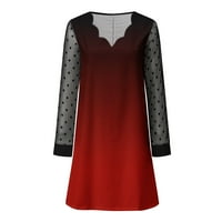 Ketyyh-Chn ženske casual haljine plus veličina plairana uzorak dugih rukava midi haljina crvena, 2xl