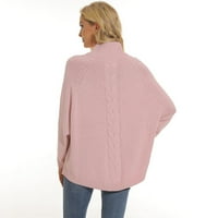 Riforla Fall modni prevelizirani pulover pletenje visokog ovratnika Ležerne prilike plus veličine 3xl Ženski džemperi Vrhunska duksera za žensku duks ružičaste m