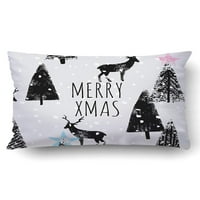 Xmas ručni crtež sretan Božić u trendovskom crno-bijelom stilu zimskog jelena i jastuk za jastuk za