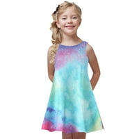 Djevojke toddlera Ljeto Princess haljina djeca za djecu za tiskanje zabave bez rukava svijetlo plava