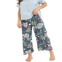 Sanviglor Ladies Pijamas setovi odjeće za spavanje Spavaće večer Short rukava Lagana noćna kućna odjeća PJS Navy Blue XL