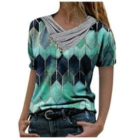 Moonker Womens Tops Košulje za žensko veznog ovratnika za spajanje rupa za spavanje majica TOP TOP TIE-DYE PRINTED S BLUE