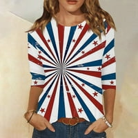 Hanas ženska američka zastava majica Patriotske majice, 4. jula Košulja Tri četvrtine rukave s kratkim rukavima Stripes Najbolje tinejdžeri