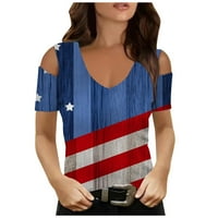 Odeerbi 4th juli Patriotska košulja za žene Modni ljetni najam bez rukava kratki rukav ležernu bluzu