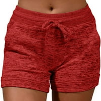 WEFUESD Hlače za ženske hlače za žene Mekane i udobne activewear salonske kratke hlače sa džepovima i crtanjem joga hlača crvene m