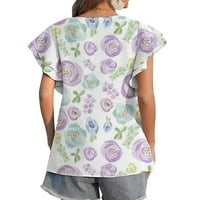 Elegantni cvjetni vrhovi vrata za žene Ležerne prilike ljeti ruffle bell rukave Grafičke majice TESERY labave fit bluze
