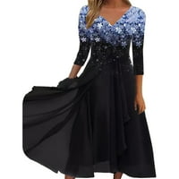 TIQKATYCK haljina s dugim rukavima za žene, ženske dugih rukava, ležerne modne šifonske šičene ženske haljine ženske haljine crne 1