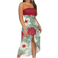 Haljine za žene bez rukava za tisak cvjetni uzorak haljina midi Split fit i flare y2k trendi elegantna