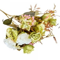 Umjetno ruže cvijeće sa stabljikama i zelenim lišćem sakupljajući buket lažnog cvijeća, središnji dijelovi za stol za zabavu, dekor vjenčanja