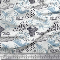 Soimoi Poly Georgette tkanina od hobotnice, kitove i meduze okean dekor tkanina tiskano dvorište široko