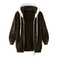 Augper modni ženski patentni zatvarač toplo pulover kaput dugih rukava s kapuljačom dvostrano-boirsed fleece dukserica