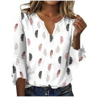 Ženska Comfy Business Elegant bluza Clearians Flowy Tunic Moda Vintage Odjeća Trendi Rad Flare rukave s rukavima V-izrez Casure Ležerne prilike Saobavi Boho cvjetni tiskari bijeli XL