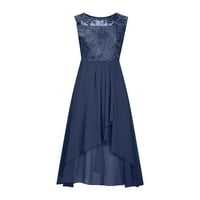 Hanzidakd Plus Veličina Svečane haljine Ženski šifon patchwork okrugli vrat Sequin Print Maxi suknja Duga haljina haljina