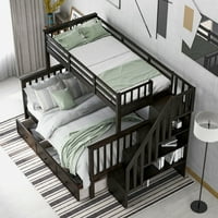 Drveni krevet, Btmway Twin preko punog kreveta na kat s ladicom, moderno odrasli djeca kreveta na kat
