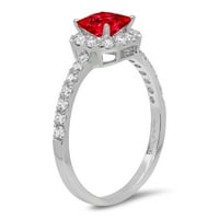 1. CT sjajna princeza Clear Simulirani dijamant 18k bijeli zlatni halo pasijans sa accentima prsten sz 9.5