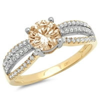 1.27ct okrugli rez žuti moissine 18k žuti bijeli zlatni godišnjica zaručničke prstene veličine 10.5