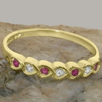 Britanci napravio 18k žuti zlatni prirodni dijamant i rubin ženski vječni prsten - Opcije veličine - veličine 5