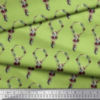 Soimoi Green Pamuk Voile tkanina od vijenac cvjetna tiskana tkanina od dvorišta široko
