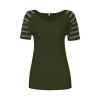 Gotyou ženske ležerne majice V izrez kratki rukav modni mreže majice The majice TEE Army Green 2xl