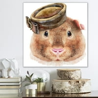 Art Demandart Vodeni portret guine svinje sa malim šeširom I Životinje Canvas Wall Art Art Print In.