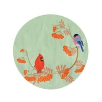Okrugli ručnik za plažu pokrivač plava grana planina pepela i ptica The Bullfinch kardinalni putni krug