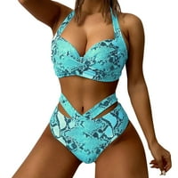Halter Tors + Hratke Tankini Ruched Women Ženska kupaći kostimi Stvari visokog struka Bikini Push Up Front Retro kupaći kostimi SnakeSkin tiskani kupaći kostimi