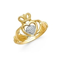 Jewels LU 14K bijelo i žuto zlato Dva tonska keltska claddagh prstena za prijateljstvo 5,5