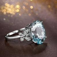 Prstenje modno sintetičko more plavo Topaz- Leptir Prsten s bijelim - zlatnim otvorom sa cirkonskim