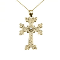 Zlatni armensko križ Bolidaire Diamond Privjesak ogrlica: samo 14k privjesak