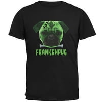 Halloween Franken Pug Dog Crna majica za odrasle
