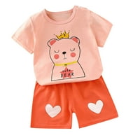 Holloyiver Toddler Baby Boys Devojka Ljeto Kratki rukav udoban odjeća, dijete za dijete, majica kratkih rukava, kratke hlače odijela Slatka odjeća Postavi ležerne opreme 6m-6t