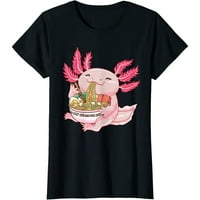 Ramen Axolotl Kawaii Anime Japanese Noodles Poklon kratkih rukava okrugla vrat crna majica