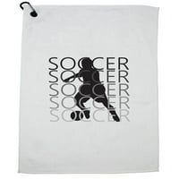 Soccer igrač udara lopta Silhouette Trendi golf ručnik sa karabinom kopčom