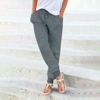 SayHi posteljine hlače Žene Ljetni navoj elastični struk Čvrste casual labave pantalone sa džepovima