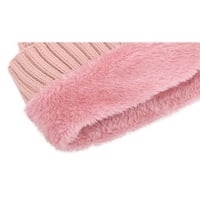 Žene Beanie Hat Pom Pom Beanie Fleece obloženi zimski šešir Pink