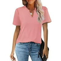 Žene Casual Loress Majice kratki rukav modni V izrez Soild Tops T-majice Tee bluza xxl