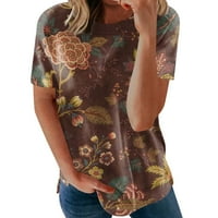 Ženski ispisani kratki rukav sa kratkim rukavima Retro kratki rukav Ljetni vrhovi vrhovi ženske ljetne majice